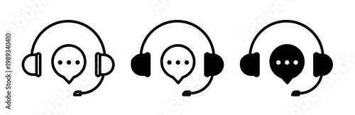 Support service headset icons collection