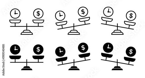 Time and money scale icons collection