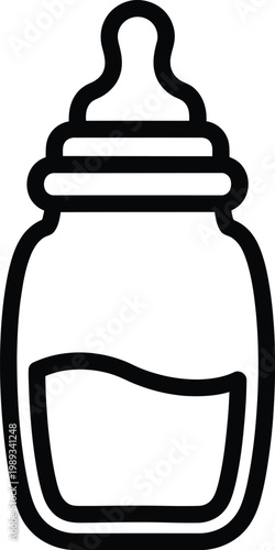 A classic baby bottle with a nipple and liquid level indicator