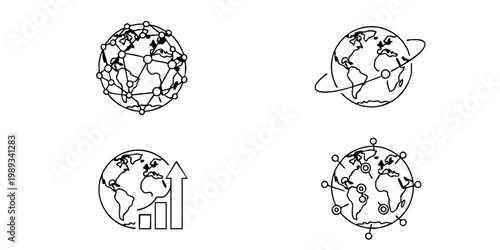 Earth from space with rings and graph showing globe statistics