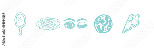 Surreal Dream and Abstract Concept Icons Hand Drawn Set