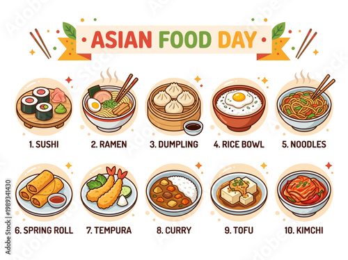 A Vibrant Collection of Delicious Asian Cuisine Dishes Celebrating Asian Food Day with Freshness and Flavor