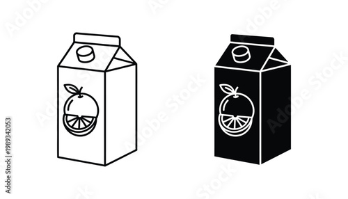 Juice Carton Orange Drink Packaging Icon Graphic