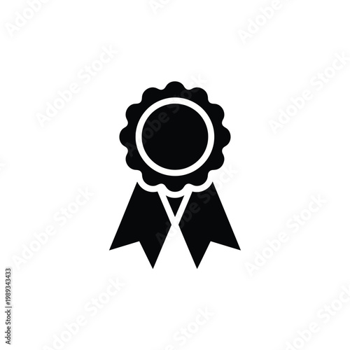 Detailed award ribbon rosette icon with simple design for business recognition and success