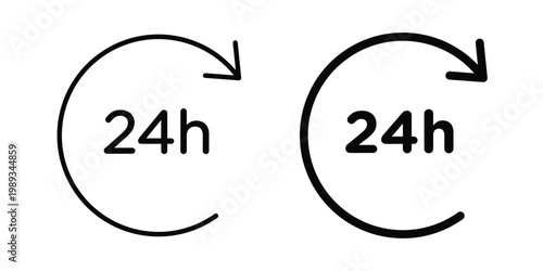 24 Hrs icon in stroke outline style with flat version