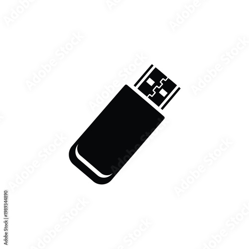 Usb flash drive black silhouette icon for portable data storage