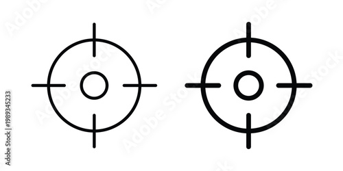Aim icon in stroke outline style with flat version