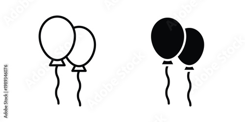 Balloons icon in stroke outline style with flat version