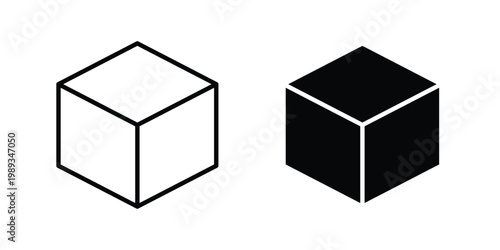 Box icon in stroke outline style with flat version