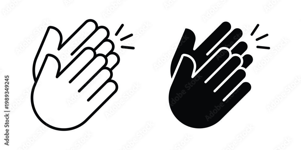 Fototapeta premium Clap icon in stroke outline style with flat version