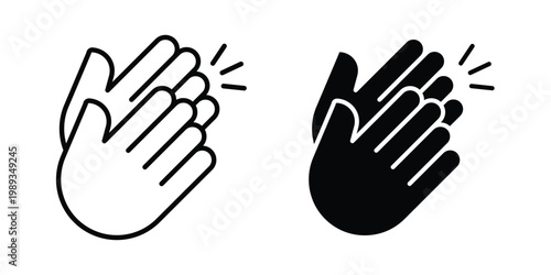 Clap icon in stroke outline style with flat version
