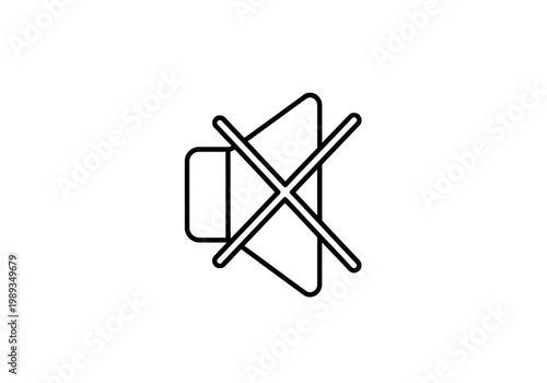 Mute speaker icon with crossed out symbol for audio disable, minimalist vector illustration