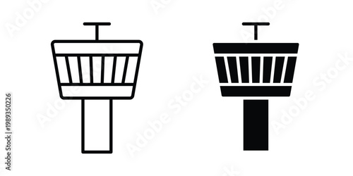 Control Tower icon in stroke outline style with flat version