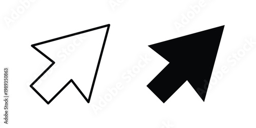 Cursor icon in stroke outline style with flat version