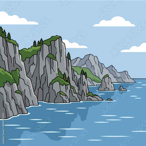 Serene coastal cliff landscape