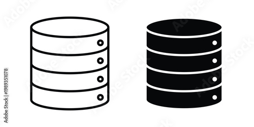 Data storage icon in stroke outline style with flat version
