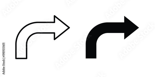 Directions icon in stroke outline style with flat version