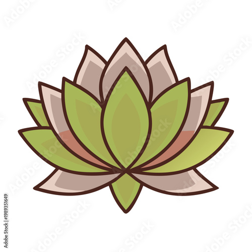 A beautiful pink lotus flower vector illustration featuring a blooming water lily symbol isolated on a white background as a natural floral art design element