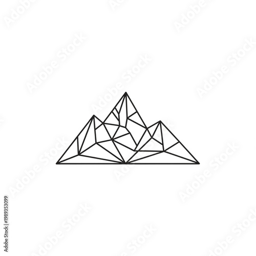 Geometric Mountain Range Wireframe Simple Design.