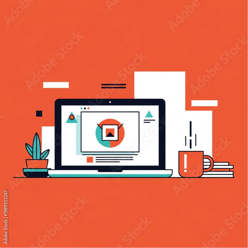 Laptop Computer with Graphic Design Software.