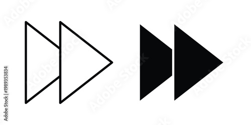 Fast forward icon in stroke outline style with flat version