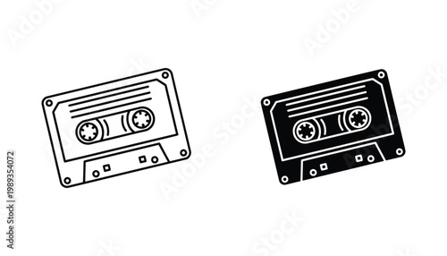 Cassette Tape Retro Music Icon Analog Audio Playback Recording Symbol
