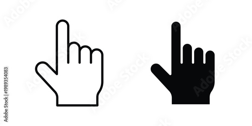 Finger icon in stroke outline style with flat version