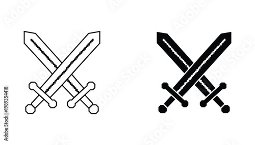 Swords Crossed Pixel Art Icon Game Design Element