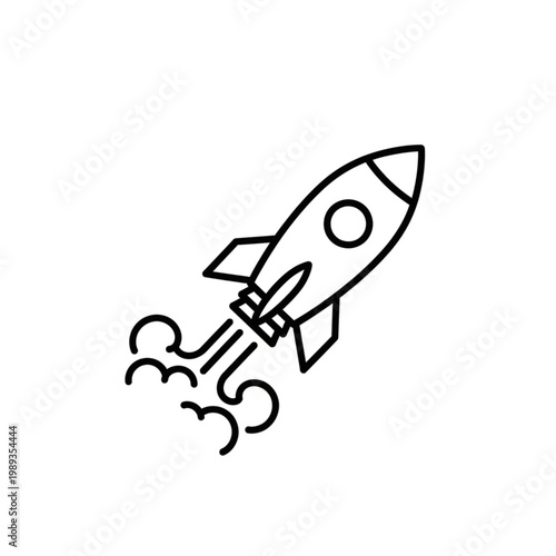 Simple Line Drawing of a Rocket.