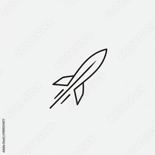 Simple Line Drawing of a Rocket.