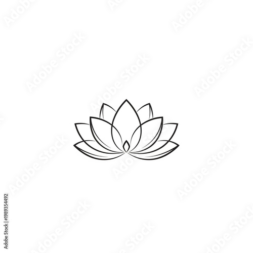 Simple Lotus Flower Line Art Illustration.
