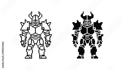 Pixel Art Knight Standing Game Character Icon Design Element