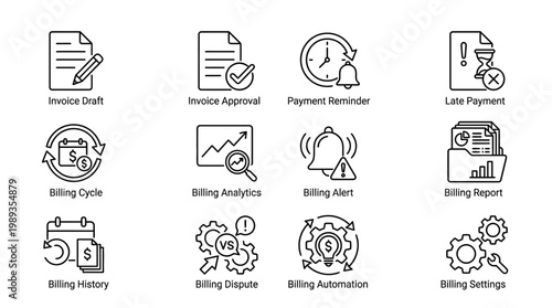 Billing and invoicing icons set.