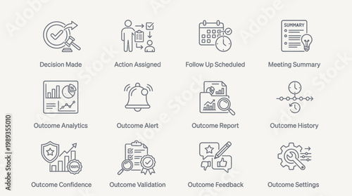 Business icons for outcome strategy.
