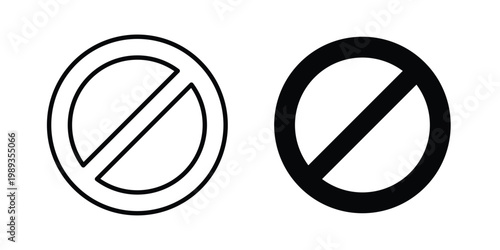 Forbidden icon in stroke outline style with flat version