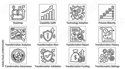 Business Transformation Icons Set.