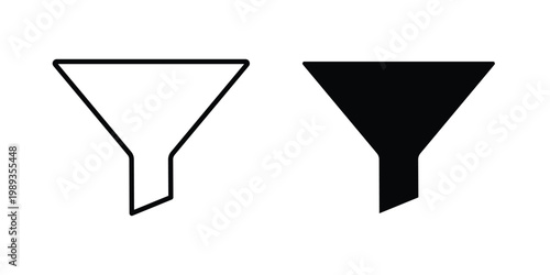 Funnel icon in stroke outline style with flat version