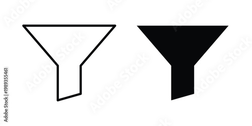 Funnel icon in stroke outline style with flat version