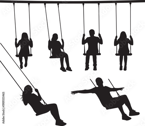 swing playing people silhouette. Good use for symbol, logo, web icon, mascot, sticker, sign, or any design you want