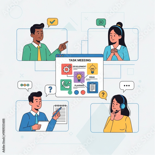 Team Collaboration Online Meeting Concept Illustration.