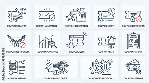 Collection of coupon icons and symbols.