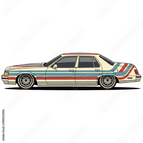 Vintage Car Side View Illustration.
