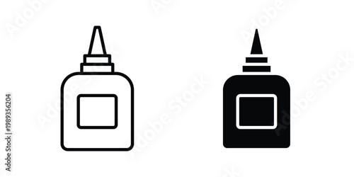 Glue icon in stroke outline style with flat version