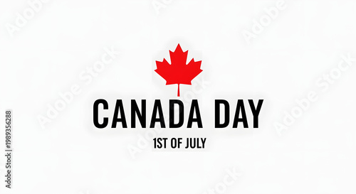 Red Maple Leaf Above Black Canada Day Text and July First Date image