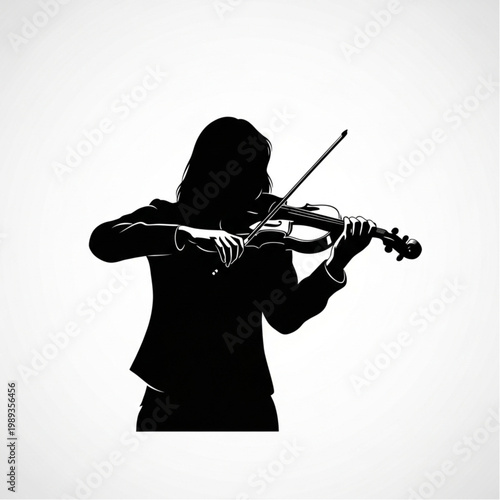 Woman Playing Violin Silhouette Musician.