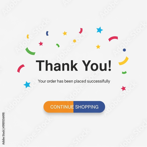 Thank You Message with Confetti and Button.