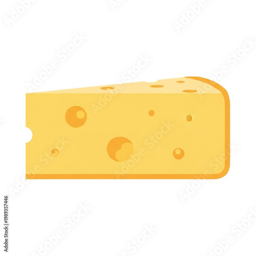 Yellow Cheese Wedge with Holes Illustration.
