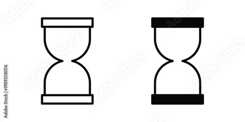 Hourglass icon in stroke outline style with flat version