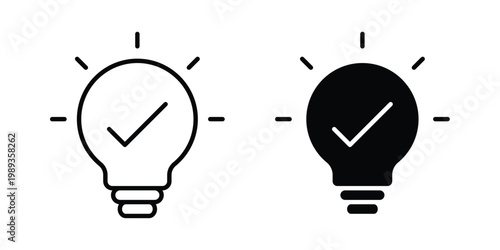 Idea icon in stroke outline style with flat version