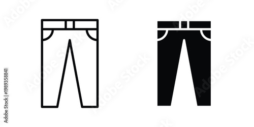 Jeans Icon in stroke outline style with flat version